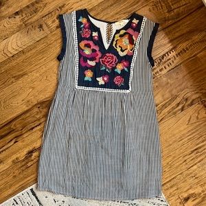 Embroidered Sundress Sleeveless Preppy Boutique Dress